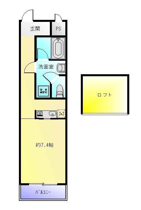 グランディエビス(1K/3階)の間取り写真