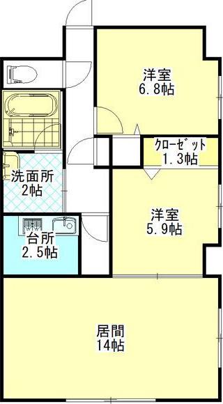 ファーストプレイス(2LDK/2階)の間取り写真