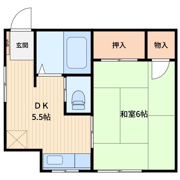 鳩ヶ谷南アパート(1DK/1階)の間取り写真