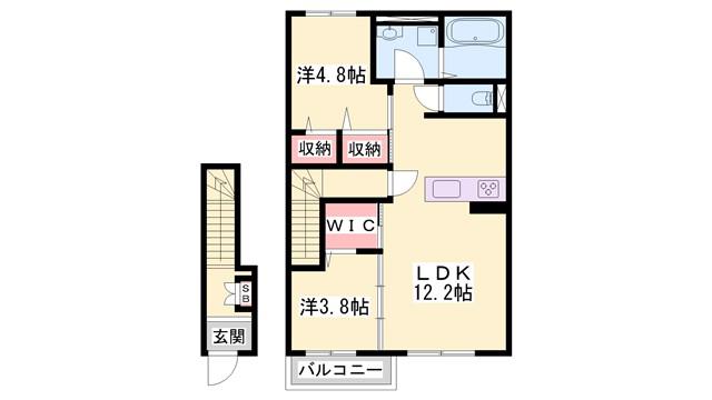 FLEUR DE LIEN II(1LDK/2階)の間取り写真