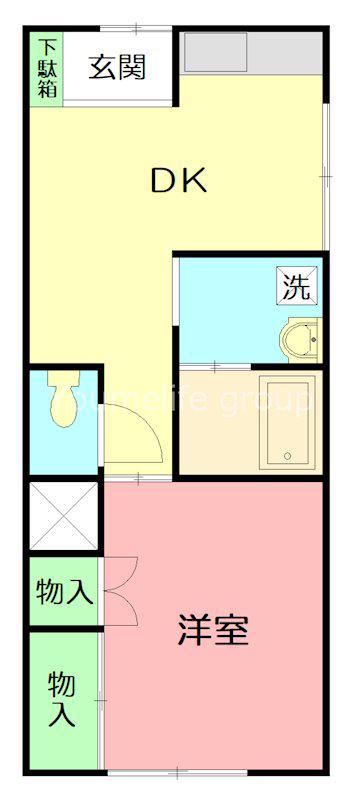高梨テラス(1DK/2階)の間取り写真