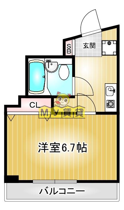 第114プロスパービル(ワンルーム/6階)の間取り写真