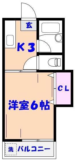 パレス中山(1K/1階)の間取り写真