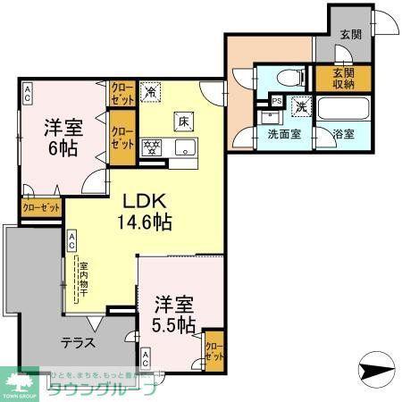 オルテンシア(2LDK/1階)の間取り写真