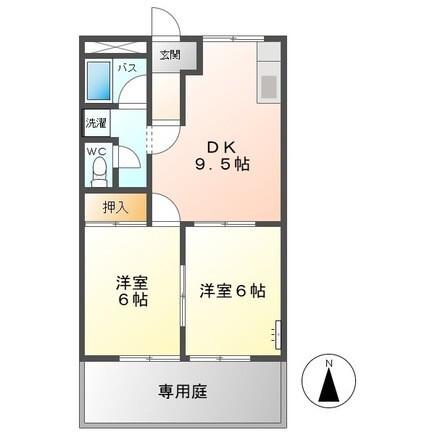 レジデンスTAKENAKA(2LDK/1階)の間取り写真