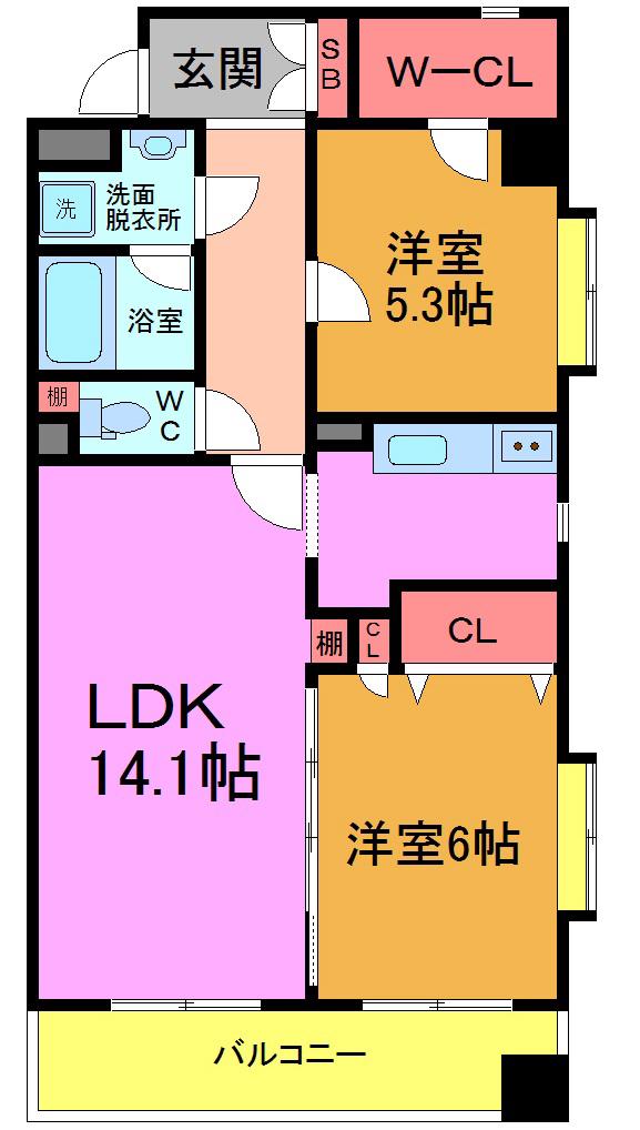メルヴェーユ(2LDK/2階)の間取り写真