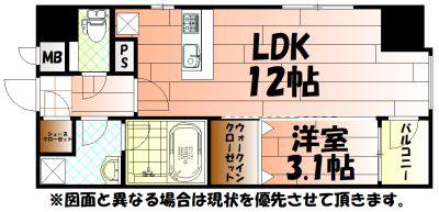 ハイコート浅野II(1LDK/10階)の間取り写真