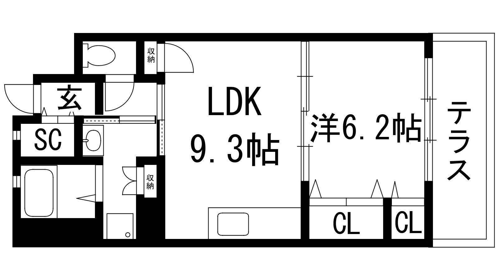 グリーンヒルズ仁川7号棟(1LDK/1階)の間取り写真
