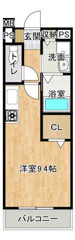 シャノアールI(ワンルーム/2階)の間取り写真