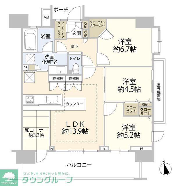 ルピアコート東大宮(3LDK/9階)の間取り写真