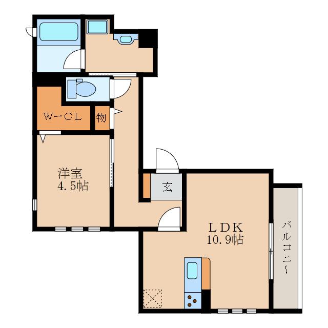 パークコート渋川(1LDK/2階)の間取り写真