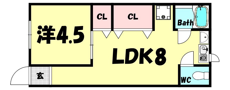 ソレイユ高東(1LDK/2階)の間取り写真