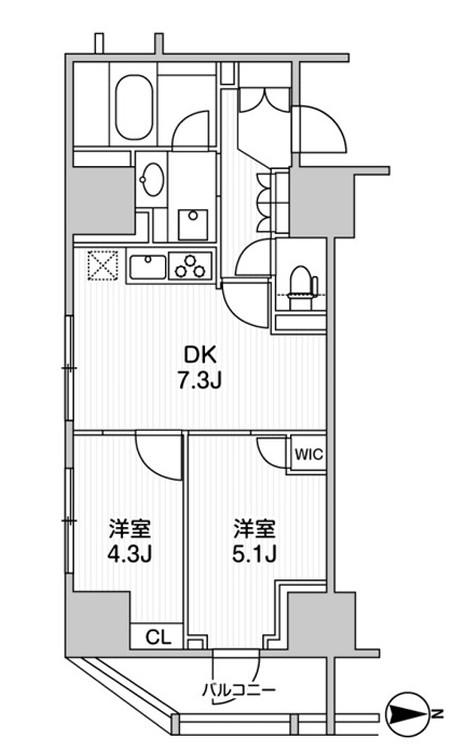 レジデンシャル町屋 旧ザ・ライオンズフォーシア町屋(2DK/2階)の間取り写真
