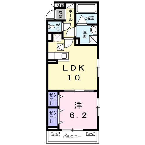 マイリー(1LDK/1階)の間取り写真
