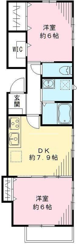 ルーチェ ソラーレ(2DK/2階)の間取り写真