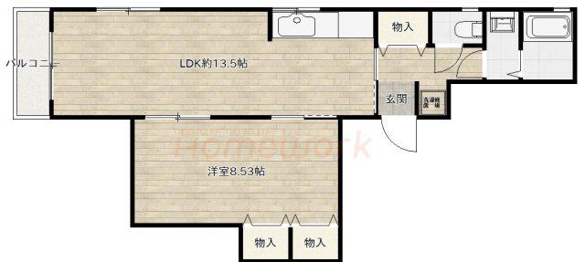 パークコート箕面(1LDK/2階)の間取り写真