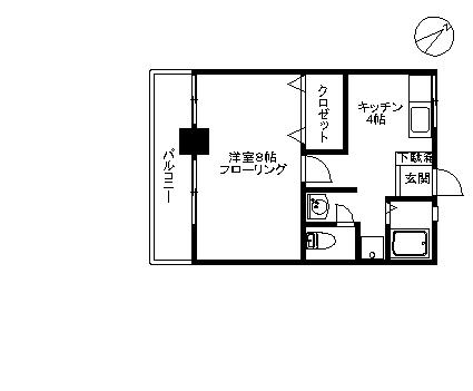 ムサシマンション(1K/3階)の間取り写真