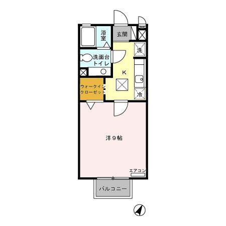 メルベーユA(1K/1階)の間取り写真