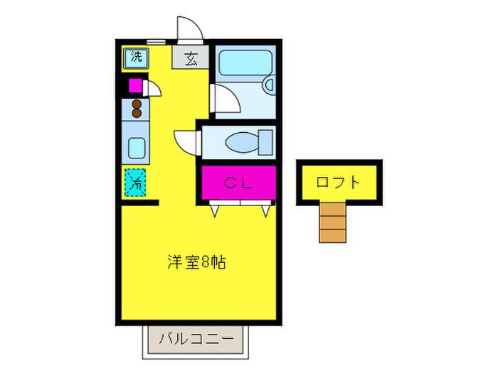 パセオ朋栄I(ワンルーム/2階)の間取り写真