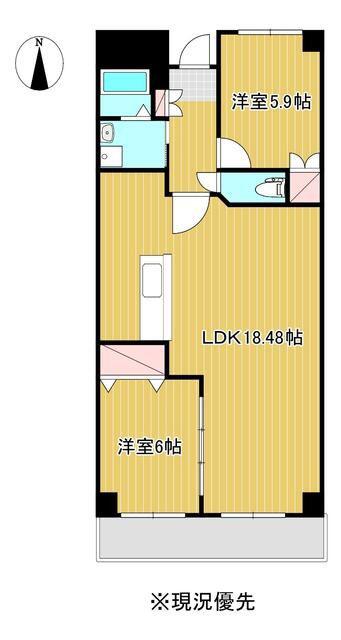アクシア八芳A(2LDK/7階)の間取り写真