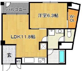 プリオーレリベルタ(1LDK/2階)の間取り写真