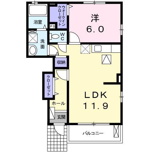 サニーサイドパークI(1LDK/1階)の間取り写真