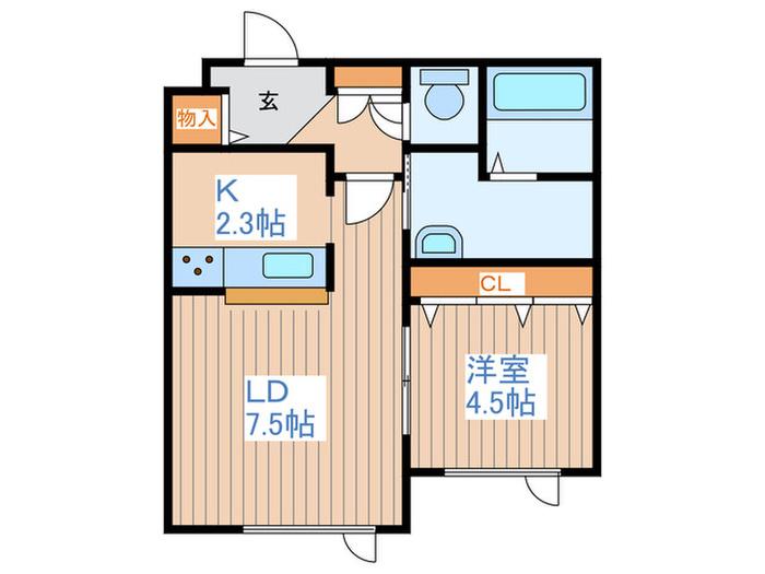 ピースフル北郷(1LDK/3階)の間取り写真