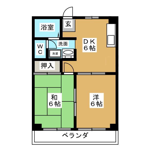 ファミールヒビノ(2DK/1階)の間取り写真