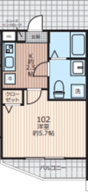 EVERA大倉山(1K/1階)の間取り写真