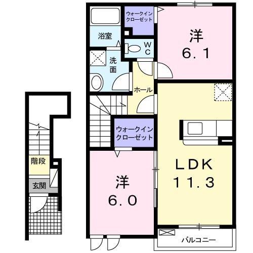 サン グリーン(2LDK/2階)の間取り写真