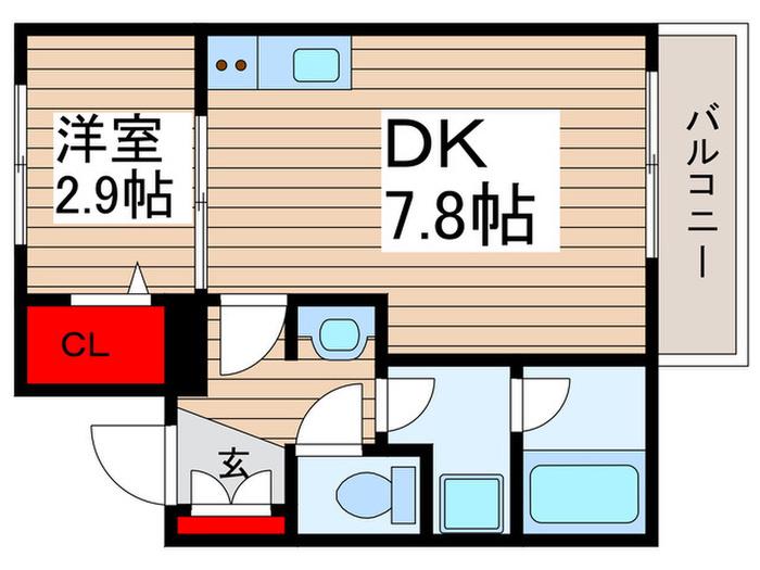 IKI新八柱(1DK/3階)の間取り写真
