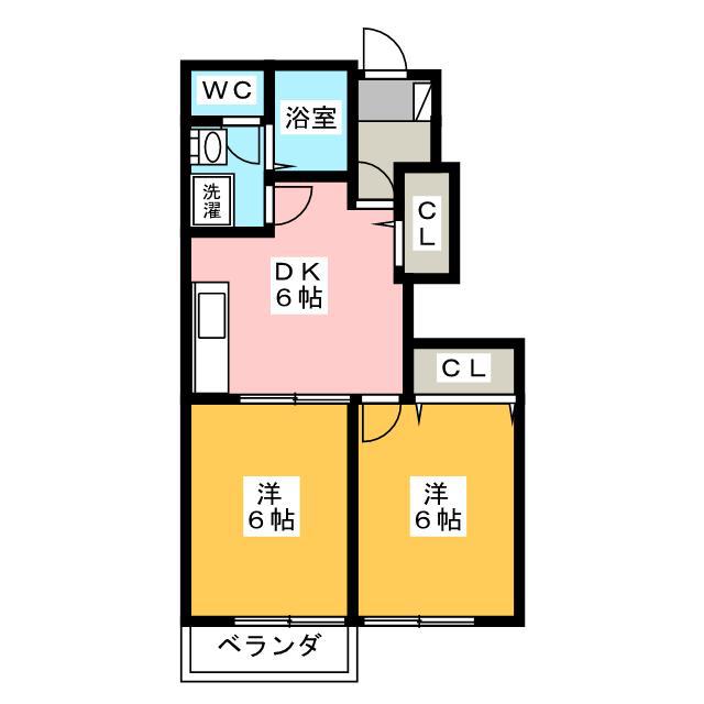 カーサカリエンテ(2DK/1階)の間取り写真