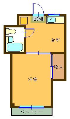 ヘリオス378方南町パートI(1DK/2階)の間取り写真