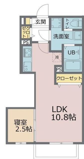 パームコテージ十六番館(1LDK/2階)の間取り写真