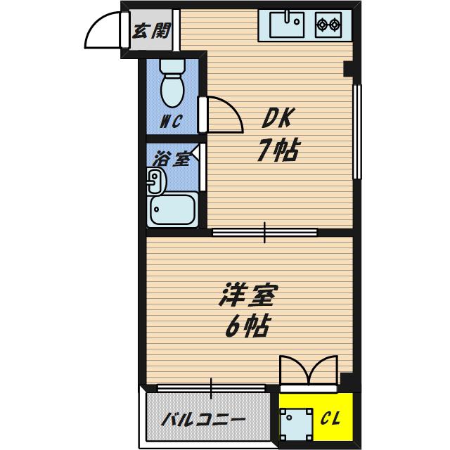 パークサイド成育(1DK/3階)の間取り写真