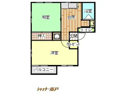 ソファレBY(2DK/2階)の間取り写真