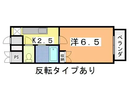 Kハイツ小松島(1K/4階)の間取り写真