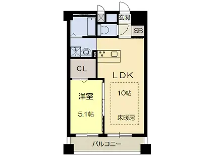 第21関根マンション(1LDK/10階)の間取り写真