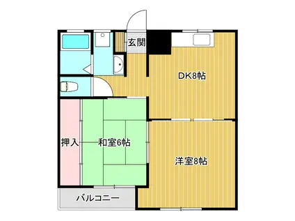 レジデンス中山II(2DK/2階)の間取り写真