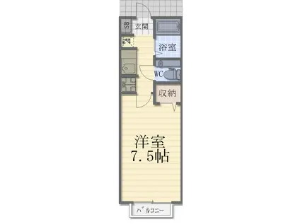 京成松戸線 前原駅 徒歩7分 2階建 築20年(1K/1階)の間取り写真