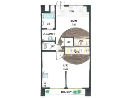 明福ビル(1LDK/4階)の間取り写真
