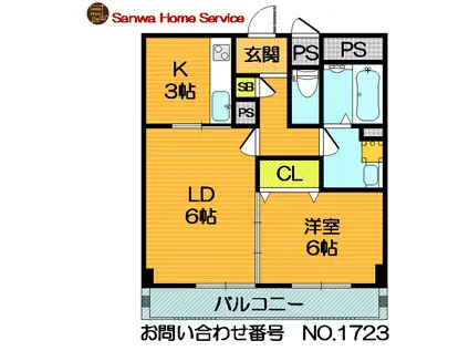 アンプルールフェール今津(1LDK/1階)の間取り写真