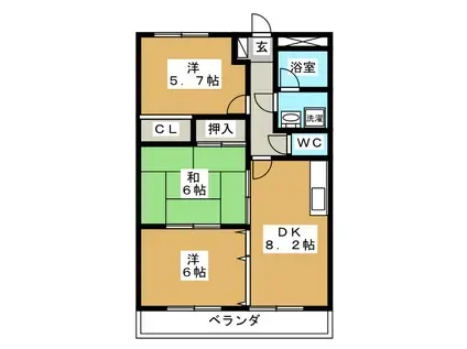 メイプルハウス(3DK/2階)の間取り写真
