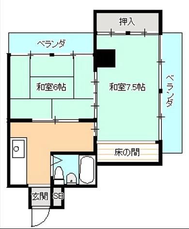 リバーサイド森(2K/2階)の間取り写真