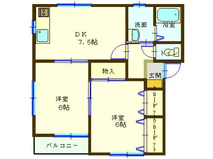 チャームビレッジC(2DK/1階)の間取り写真