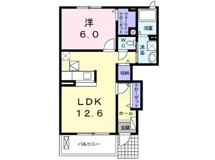 ノヴェルピュア(1LDK/1階)の間取り写真