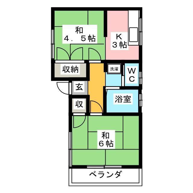 コーポ中谷(2K/2階)の間取り写真