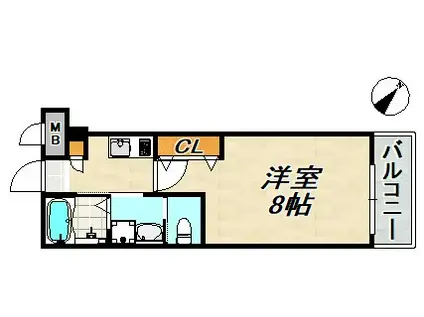 ワコーレヴィータ須磨飛松町(1K/1階)の間取り写真