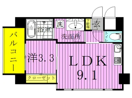 レジデンシャルスター柏(1LDK/3階)の間取り写真