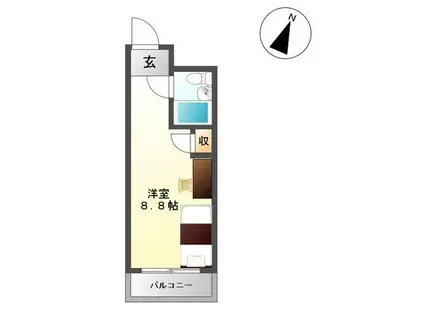 KANON SENDAI(ワンルーム/2階)の間取り写真